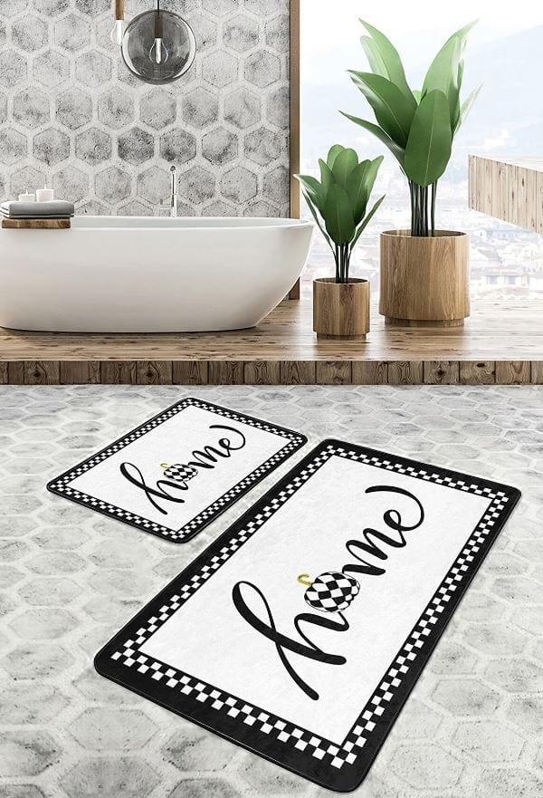 Set di 2 Tappetini da bagno antiscivolo Suna BPS635 Rectangle Multicolore, 100 x 60 cm / 60 x 50 cm (3)