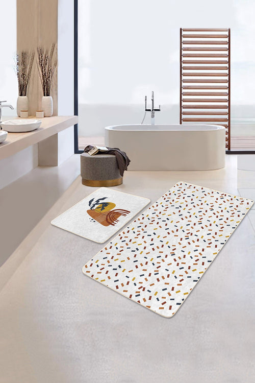 Set di 2 Tappetini da bagno antiscivolo Umay BPS484 Multicolore, 100 x 60 cm / 60 x 50 cm (1)