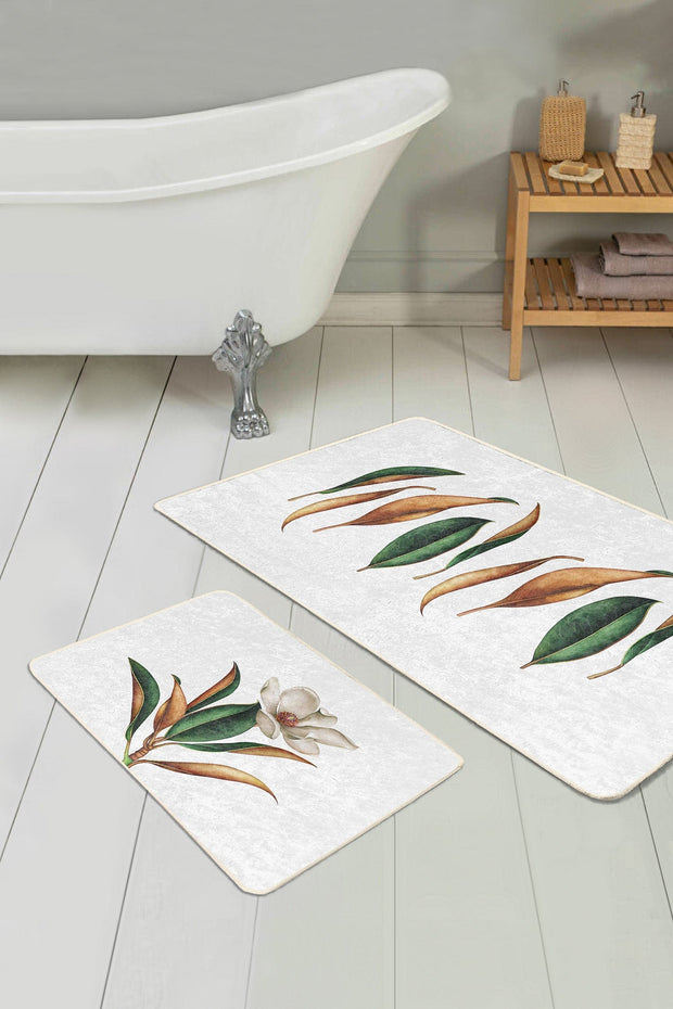 Set di 2 Tappetini da bagno antiscivolo Umay BPS486 Rectangle Multicolore, 100 x 60 cm / 60 x 50 cm (2)