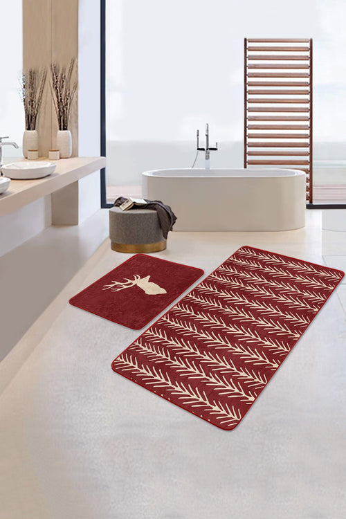 Set di 2 Tappetini da bagno antiscivolo Umay BPS487 Multicolore, 100 x 60 cm / 60 x 50 cm (1)