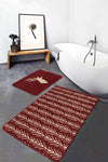Set di 2 Tappetini da bagno antiscivolo Umay BPS487 Multicolore, 100 x 60 cm / 60 x 50 cm (2)