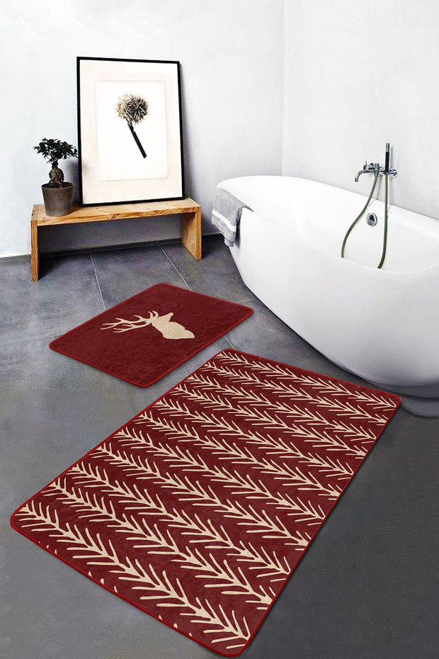 Set di 2 Tappetini da bagno antiscivolo Umay BPS487 Multicolore, 100 x 60 cm / 60 x 50 cm (2)