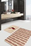 Set di 2 Tappetini da bagno antiscivolo Umay BPS488 Multicolore, 100 x 60 cm / 60 x 50 cm