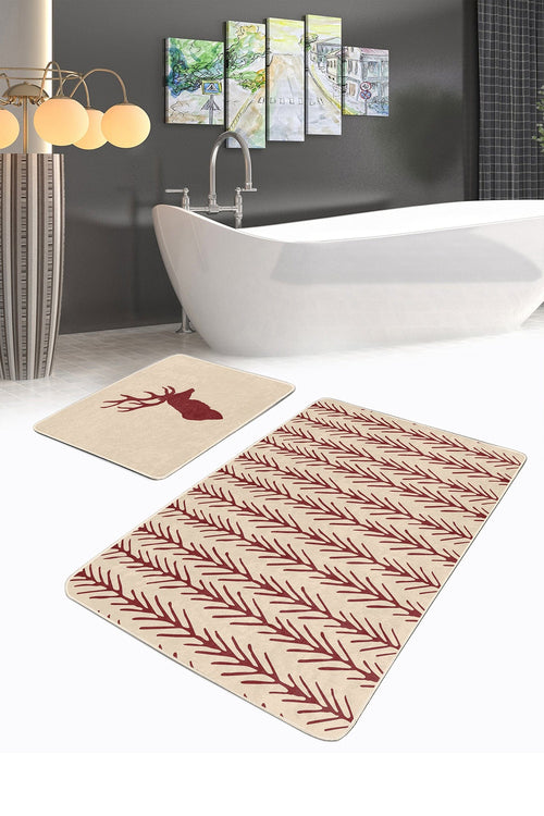 Set di 2 Tappetini da bagno antiscivolo Umay BPS488 Multicolore, 100 x 60 cm / 60 x 50 cm (1)