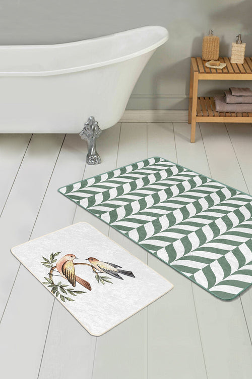 Set di 2 Tappetini da bagno antiscivolo Umay BPS489 Rectangle Multicolore, 100 x 60 cm / 60 x 50 cm (1)