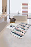 Set di 2 Tappetini da bagno antiscivolo Umay BPS491 Rectangle Multicolore, 100 x 60 cm / 60 x 50 cm