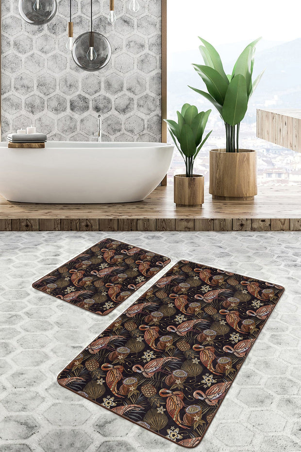 Set di 2 Tappetini da bagno antiscivolo Umut BPS494 Rectangle Multicolore, 100 x 60 cm / 60 x 50 cm (1)