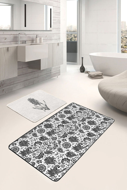 Set di 2 Tappetini da bagno antiscivolo Umut BPS495 Rectangle Multicolore, 100 x 60 cm / 60 x 50 cm (1)