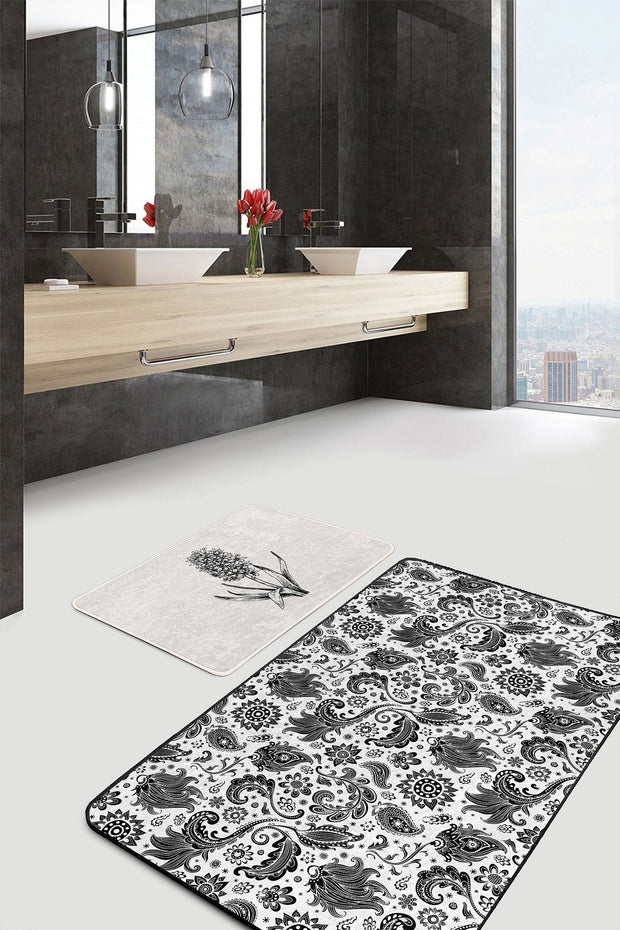 Set di 2 Tappetini da bagno antiscivolo Umut BPS495 Rectangle Multicolore, 100 x 60 cm / 60 x 50 cm (2)