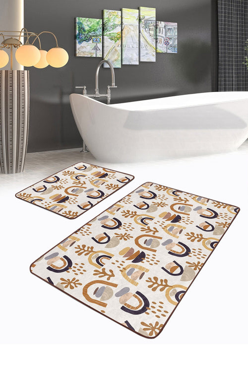 Set di 2 Tappetini da bagno antiscivolo Umut BPS496 Rectangle Multicolore, 100 x 60 cm / 60 x 50 cm