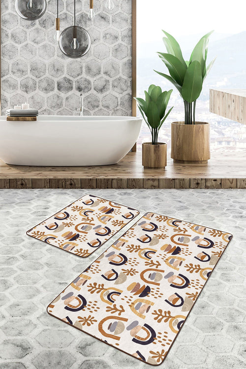 Set di 2 Tappetini da bagno antiscivolo Umut BPS496 Rectangle Multicolore, 100 x 60 cm / 60 x 50 cm (1)