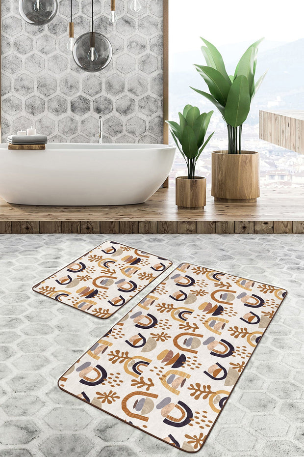 Set di 2 Tappetini da bagno antiscivolo Umut BPS496 Rectangle Multicolore, 100 x 60 cm / 60 x 50 cm (1)