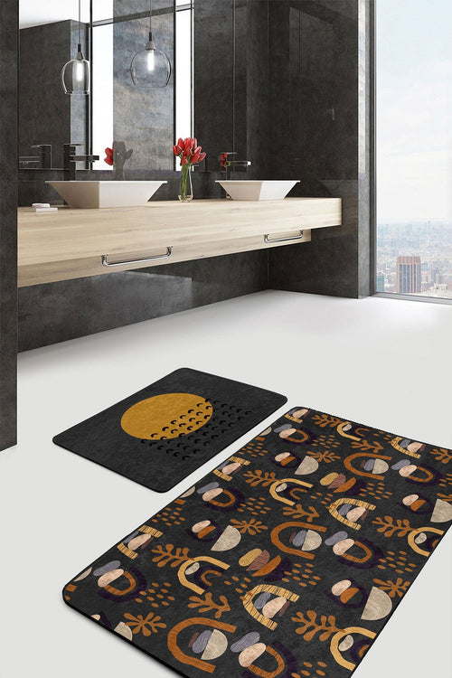 Set di 2 Tappetini da bagno antiscivolo Umut BPS497 Rectangle Multicolore, 100 x 60 cm / 60 x 50 cm