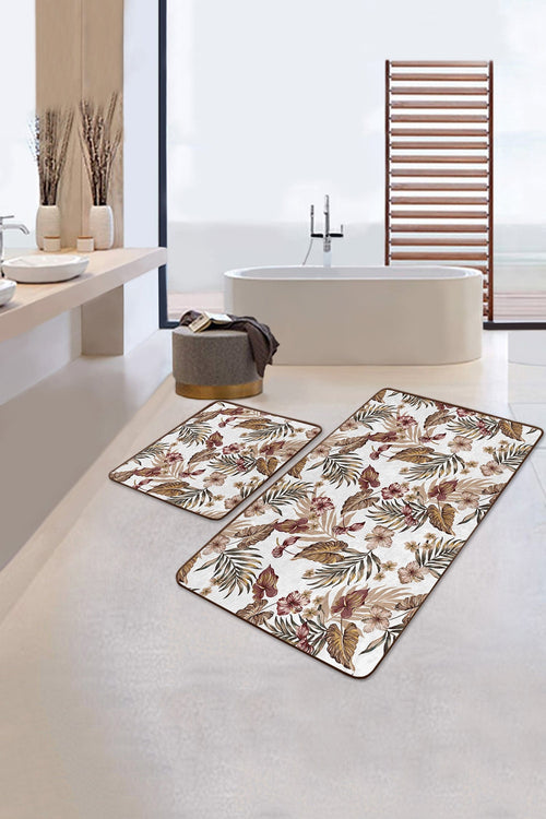 Set di 2 Tappetini da bagno antiscivolo Umut BPS498 Rectangle Multicolore, 100 x 60 cm / 60 x 50 cm