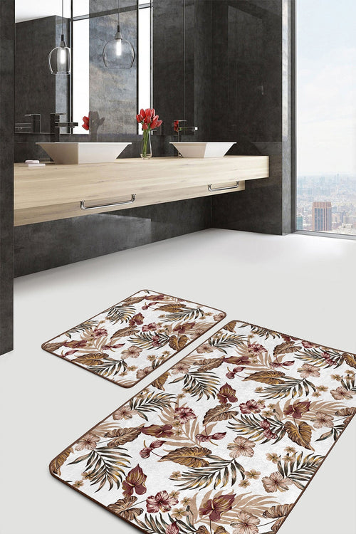 Set di 2 Tappetini da bagno antiscivolo Umut BPS498 Rectangle Multicolore, 100 x 60 cm / 60 x 50 cm (1)