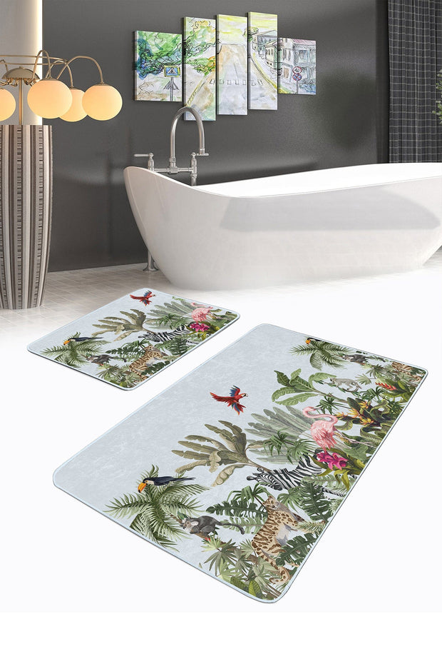 Set di 2 Tappetini da bagno antiscivolo Umut BPS499 Rectangle Multicolore, 100 x 60 cm / 60 x 50 cm