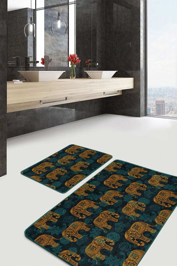 Set di 2 Tappetini da bagno antiscivolo Umut BPS502 Rectangle Multicolore, 100 x 60 cm / 60 x 50 cm (2)