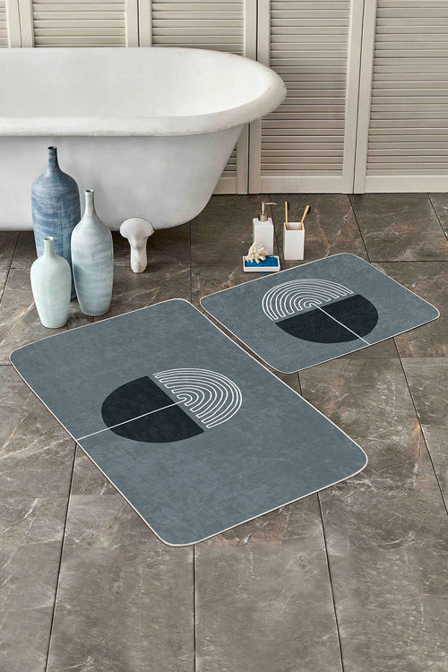 Set di 2 Tappetini da bagno antiscivolo Yaman BPS357 Rectangle Multicolore, 100 x 60 cm / 60 x 50 cm