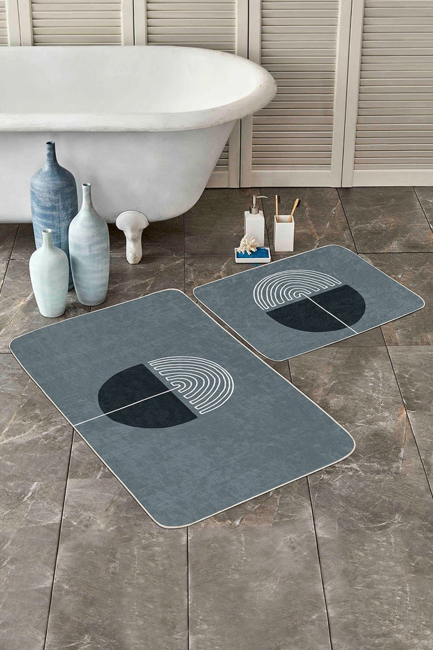 Set di 2 Tappetini da bagno antiscivolo Yaman BPS357 Rectangle Multicolore, 100 x 60 cm / 60 x 50 cm