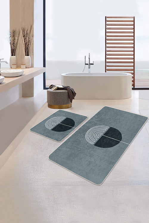 Set di 2 Tappetini da bagno antiscivolo Yaman BPS357 Rectangle Multicolore, 100 x 60 cm / 60 x 50 cm (1)