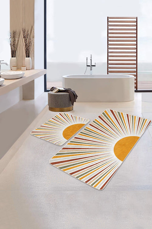 Set di 2 Tappetini da bagno antiscivolo Yaman BPS358 Rectangle Multicolore, 100 x 60 cm / 60 x 50 cm