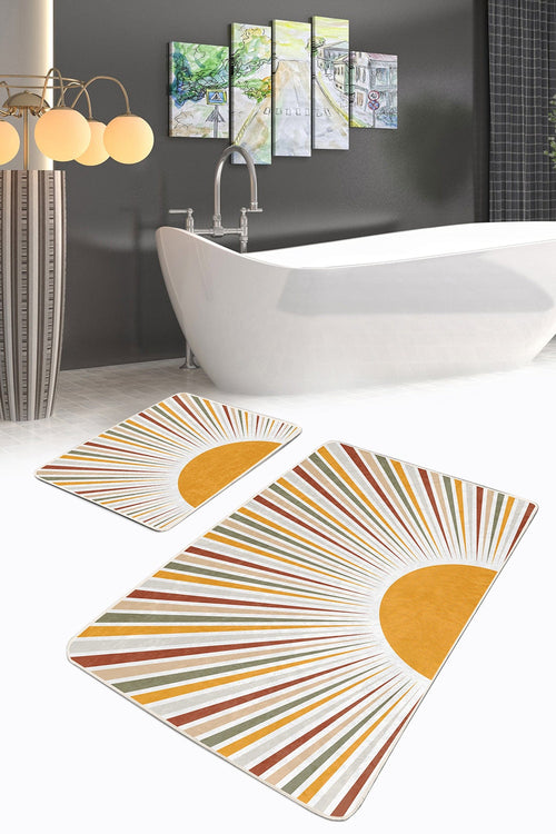 Set di 2 Tappetini da bagno antiscivolo Yaman BPS358 Rectangle Multicolore, 100 x 60 cm / 60 x 50 cm (1)
