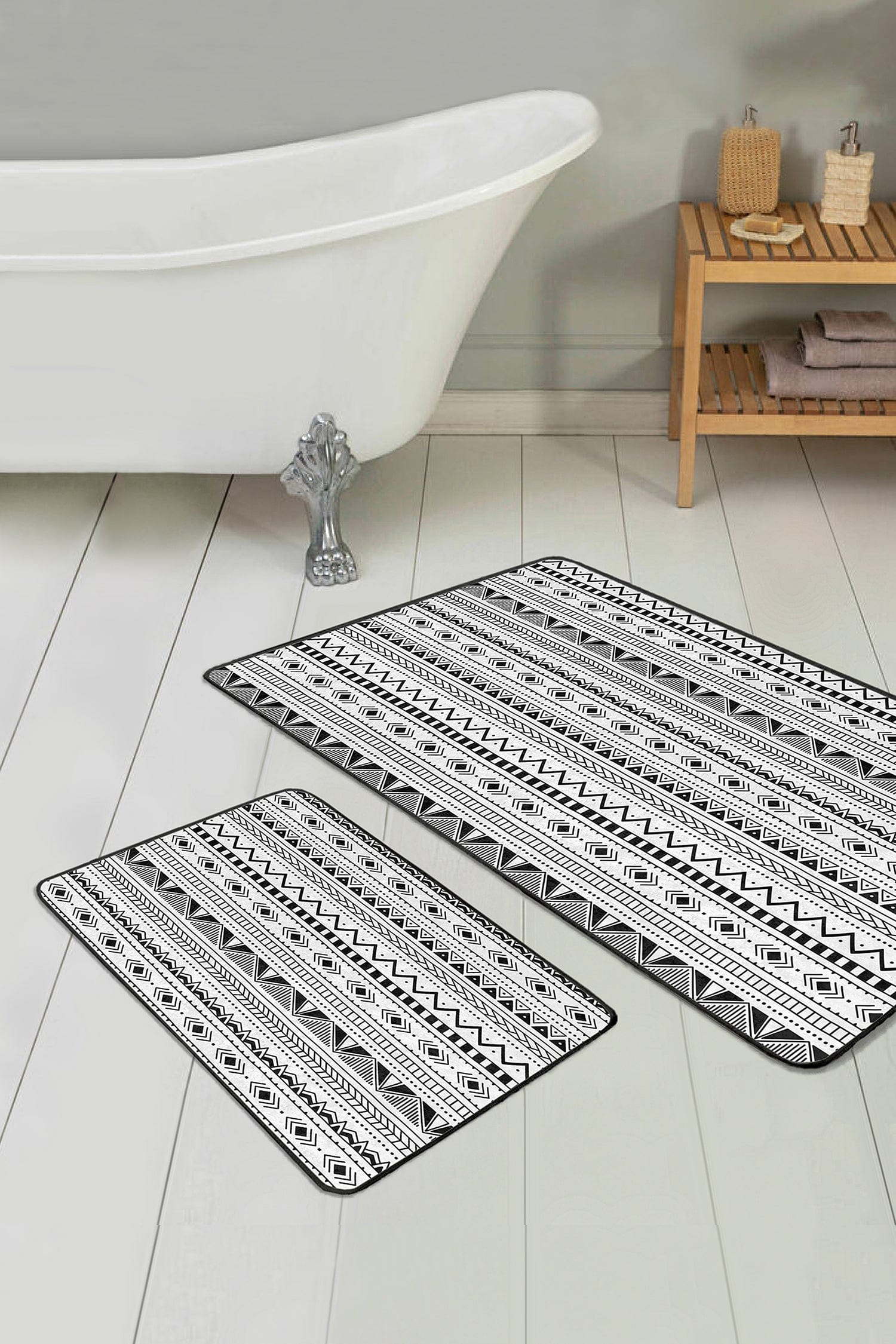 Set di 2 Tappetini da bagno antiscivolo Yaman BPS361 Rectangle Multicolore, 100 x 60 cm / 60 x 50 cm