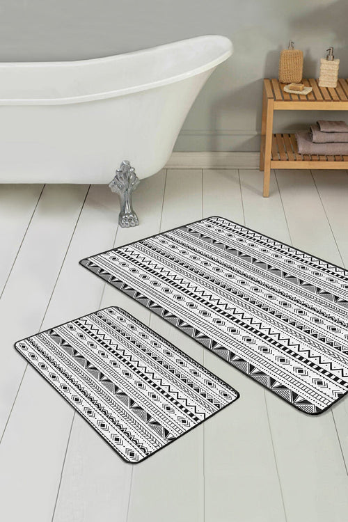 Set di 2 Tappetini da bagno antiscivolo Yaman BPS361 Rectangle Multicolore, 100 x 60 cm / 60 x 50 cm