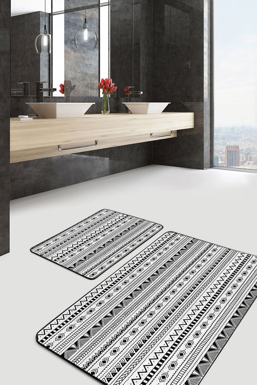 Set di 2 Tappetini da bagno antiscivolo Yaman BPS361 Rectangle Multicolore, 100 x 60 cm / 60 x 50 cm (1)