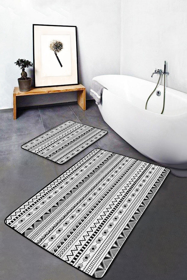 Set di 2 Tappetini da bagno antiscivolo Yaman BPS361 Rectangle Multicolore, 100 x 60 cm / 60 x 50 cm (2)