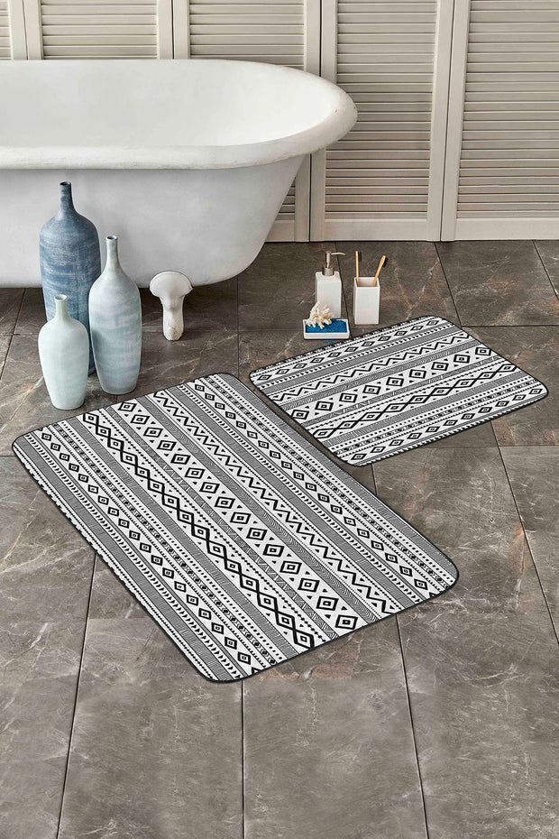 Set di 2 Tappetini da bagno antiscivolo Yaman BPS362 Rectangle Multicolore, 100 x 60 cm / 60 x 50 cm (2)