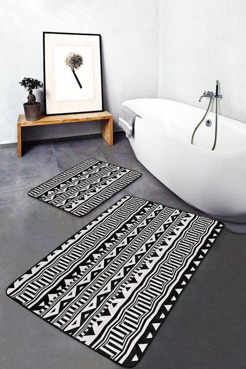 Set di 2 Tappetini da bagno antiscivolo Yaman BPS363 Rectangle Multicolore, 100 x 60 cm / 60 x 50 cm