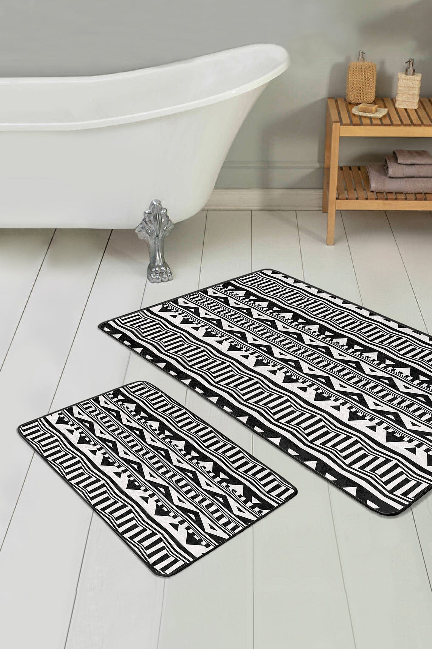 Set di 2 Tappetini da bagno antiscivolo Yaman BPS363 Rectangle Multicolore, 100 x 60 cm / 60 x 50 cm (2)