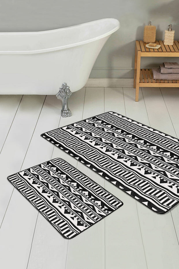 Set di 2 Tappetini da bagno antiscivolo Yaman BPS363 Rectangle Multicolore, 100 x 60 cm / 60 x 50 cm (2)