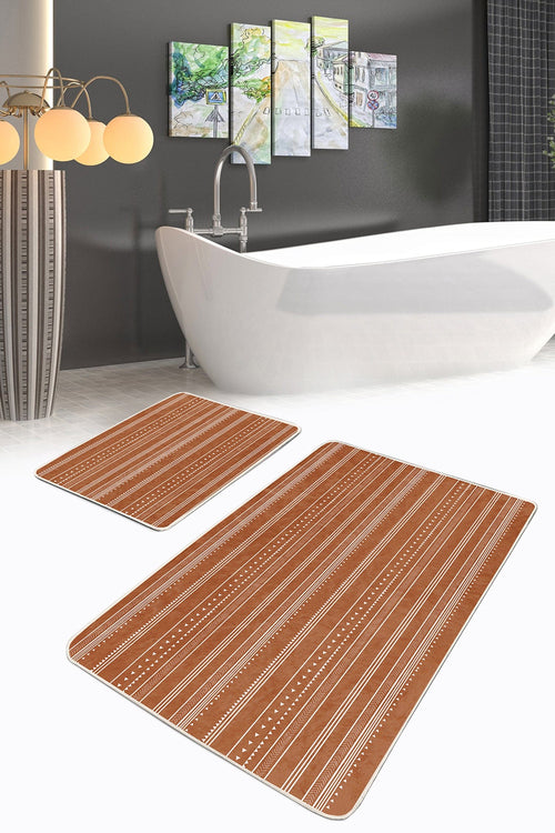 Set di 2 Tappetini da bagno antiscivolo Yaman BPS364 Rectangle Multicolore, 100 x 60 cm / 60 x 50 cm