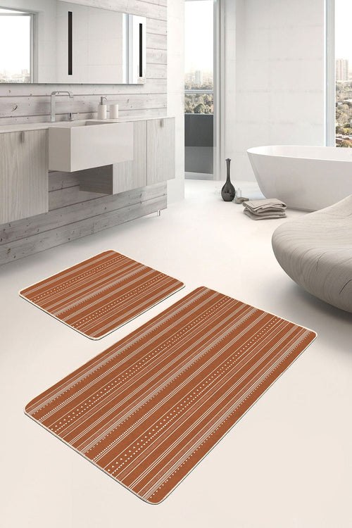 Set di 2 Tappetini da bagno antiscivolo Yaman BPS364 Rectangle Multicolore, 100 x 60 cm / 60 x 50 cm (1)