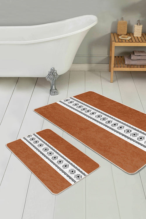 Set di 2 Tappetini da bagno antiscivolo Yaman BPS366 Rectangle Multicolore, 100 x 60 cm / 60 x 50 cm (1)