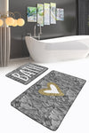 Set di 2 Tappetini da bagno antiscivolo Yasemin BPS167 Rectangle Multicolore, 100 x 60 cm / 60 x 50 cm (2)