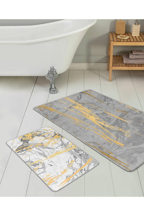 Set di 2 Tappetini da bagno antiscivolo Yasemin BPS168 Rectangle Multicolore, 100 x 60 cm / 60 x 50 cm (1)