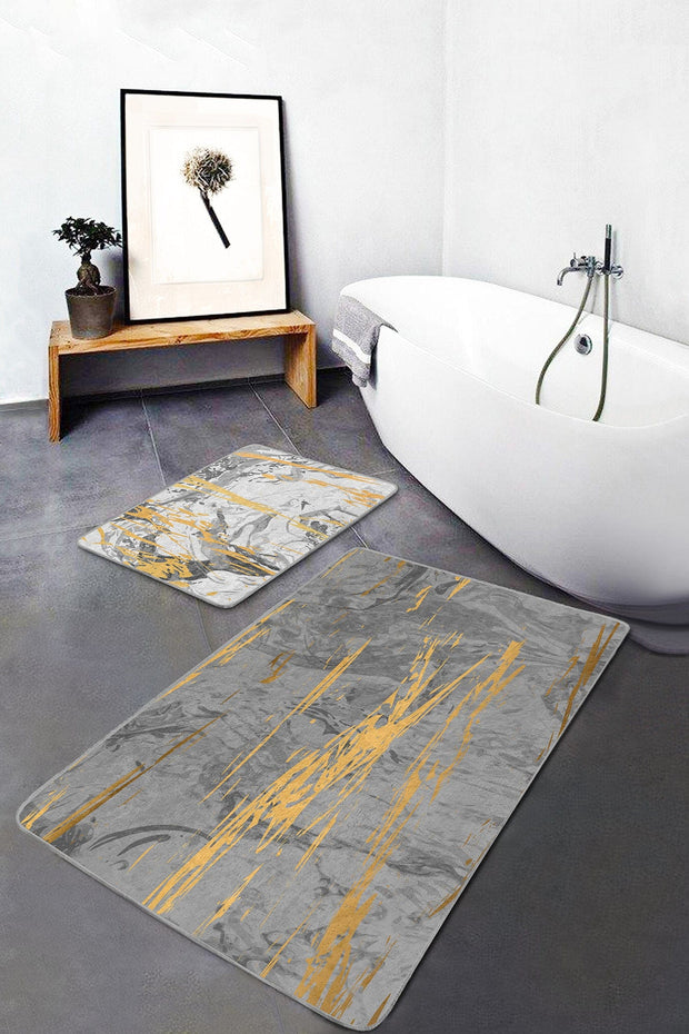 Set di 2 Tappetini da bagno antiscivolo Yasemin BPS168 Rectangle Multicolore, 100 x 60 cm / 60 x 50 cm (2)