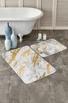 Set di 2 Tappetini da bagno antiscivolo Yasemin BPS169 Rectangle Multicolore, 100 x 60 cm / 60 x 50 cm