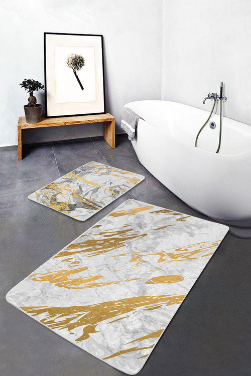 Set di 2 Tappetini da bagno antiscivolo Yasemin BPS169 Rectangle Multicolore, 100 x 60 cm / 60 x 50 cm (1)
