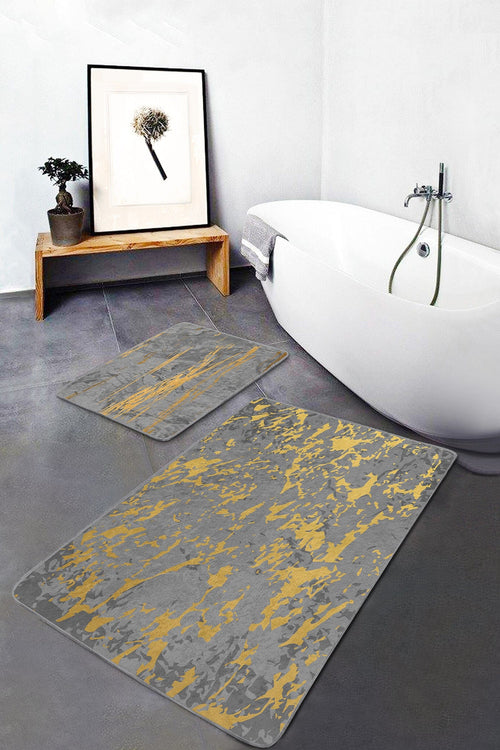 Set di 2 Tappetini da bagno antiscivolo Yasemin BPS170 Rectangle Multicolore, 100 x 60 cm / 60 x 50 cm