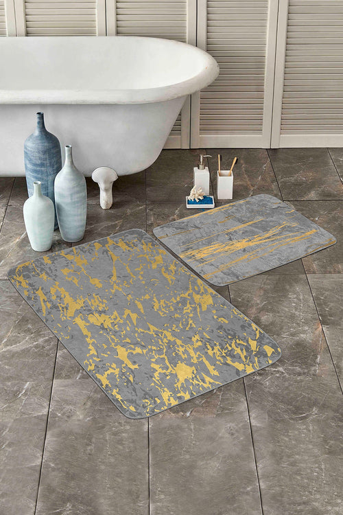 Set di 2 Tappetini da bagno antiscivolo Yasemin BPS170 Rectangle Multicolore, 100 x 60 cm / 60 x 50 cm (1)