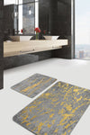 Set di 2 Tappetini da bagno antiscivolo Yasemin BPS170 Rectangle Multicolore, 100 x 60 cm / 60 x 50 cm (2)