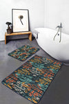 Set di 2 Tappetini da bagno antiscivolo Yasemin BPS175 Rectangle Multicolore, 100 x 60 cm / 60 x 50 cm
