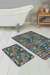 Set di 2 Tappetini da bagno antiscivolo Yasemin BPS175 Rectangle Multicolore, 100 x 60 cm / 60 x 50 cm (1)