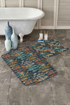 Set di 2 Tappetini da bagno antiscivolo Yasemin BPS175 Rectangle Multicolore, 100 x 60 cm / 60 x 50 cm (2)