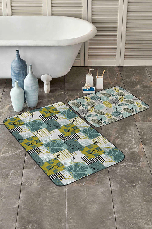 Set di 2 Tappetini da bagno antiscivolo Yasemin BPS177 Rectangle Multicolore, 100 x 60 cm / 60 x 50 cm