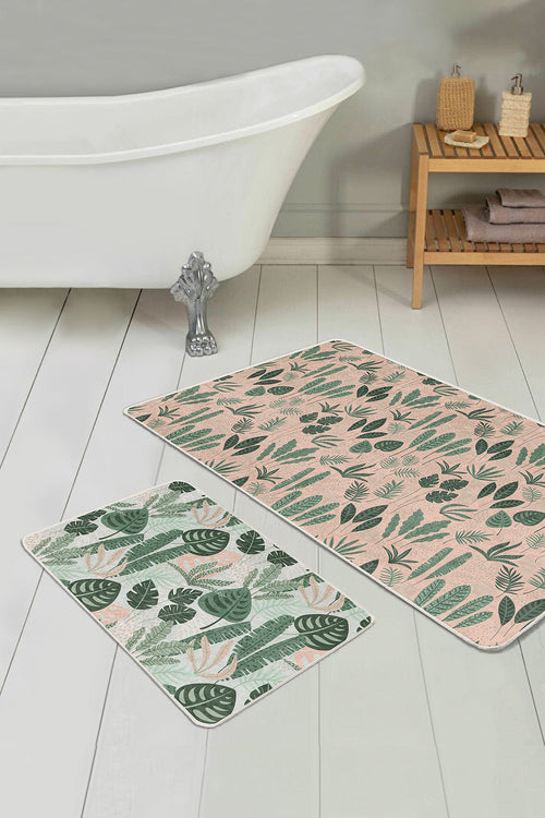 Set di 2 Tappetini da bagno antiscivolo Yasemin BPS178 Rectangle Multicolore, 100 x 60 cm / 60 x 50 cm (1)
